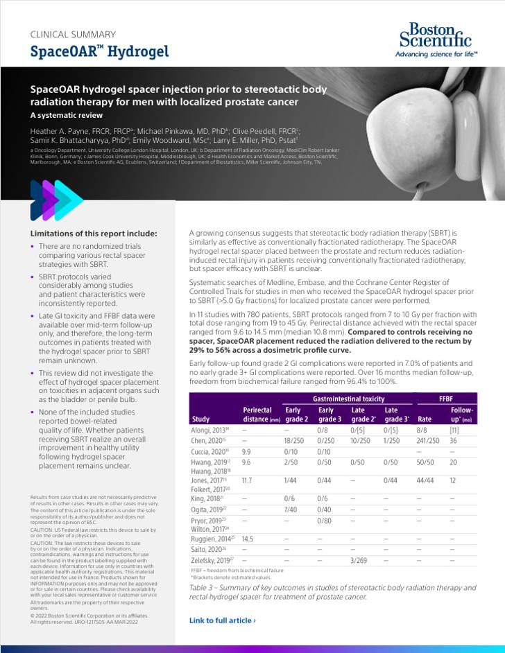 SBRT Clinical Summary