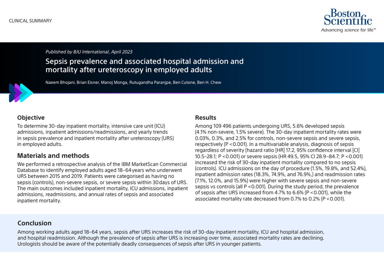 Bhojani Sepsis Prevalence Mortality After Ureteroscopy