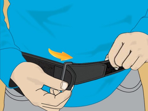 Illustration of person wrapping the SCS charger belt around own waist